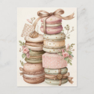 Festive and elegant Pastel Christmas Macarons Postcard