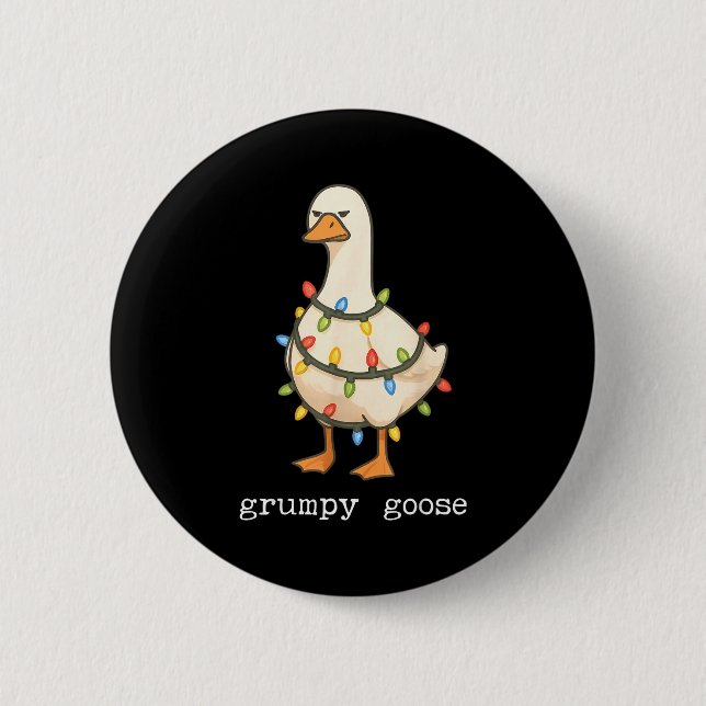 Festive And Mpy Goose Santa Hat Xmas Light Matchin 6 Cm Round Badge (Front)