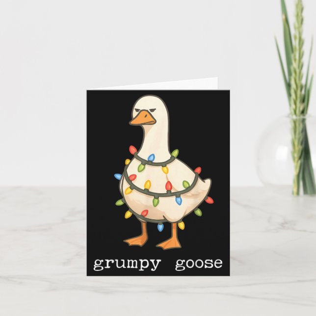 Festive And Mpy Goose Santa Hat Xmas Light Matchin Card (Front)