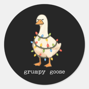 Festive And Mpy Goose Santa Hat Xmas Light Matchin Classic Round Sticker
