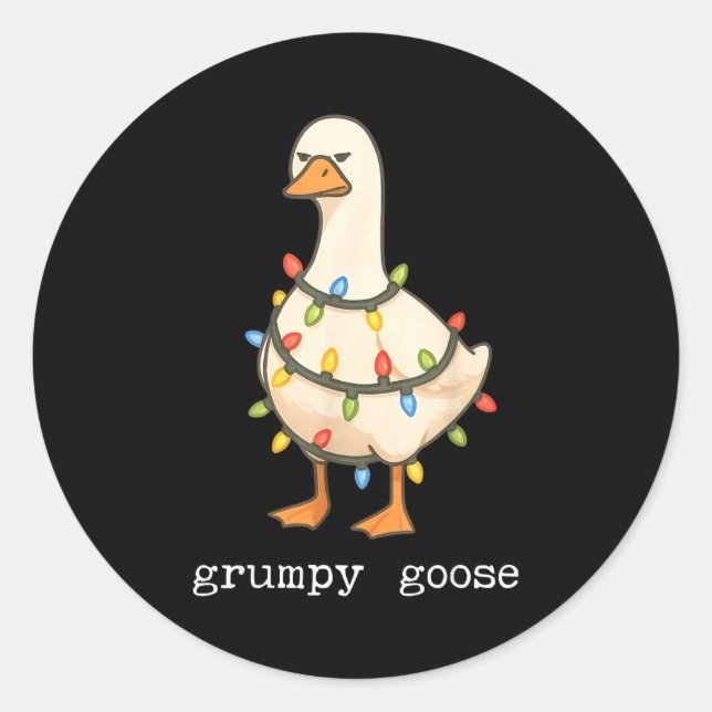 Festive And Mpy Goose Santa Hat Xmas Light Matchin Classic Round Sticker (Front)
