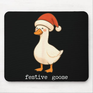 Festive And Mpy Goose Santa Hat Xmas Light Matchin Mouse Pad