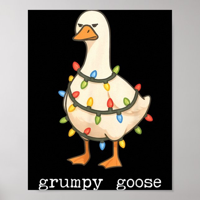 Festive And Mpy Goose Santa Hat Xmas Light Matchin Poster (Front)