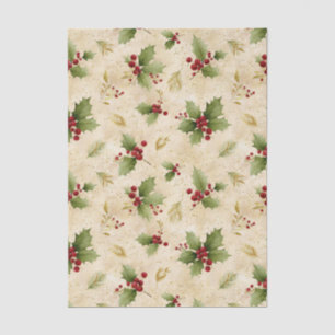 Festive and Vintage Style Christmas Holly Pattern Tissue Paper