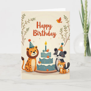 Festive Animal Cake Card