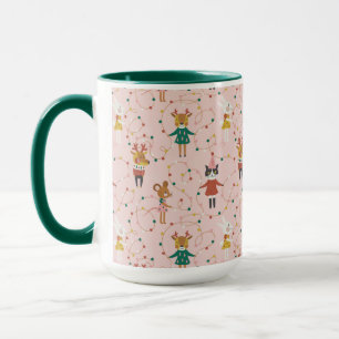 Festive Animal Friends Christmas Pattern Mug