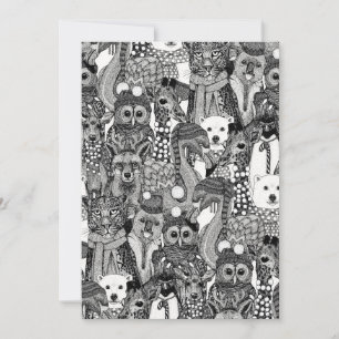 festive animals black holiday card