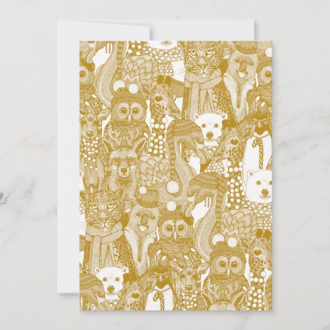 festive animals gold holiday card (Front)