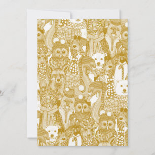 festive animals gold holiday card