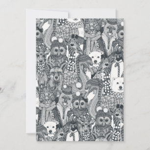 festive animals grey holiday card