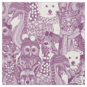 festive animals purple fabric