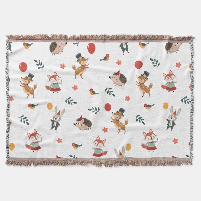 Festive animals throw blanket (Front)
