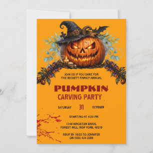 Festive Annual Family Pumpkin Carving Halloween Invitation