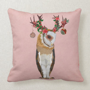 FESTIVE ANTLER OWL Pillow