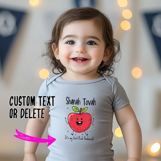  🍎 Festive Apple Joy with custom text Baby Bodysuit (🍎 Festive Apple Joy with custom text Baby Bodysuit)