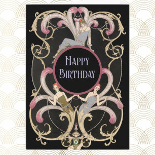 Festive Art Deco Birthday   Card
