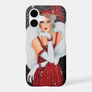 Festive art deco retro vintage Christmas lady