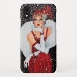 Festive art deco retro vintage Christmas lady iPhone XR Case<br><div class="desc">design by www.etsy.com/Shop/VanityFlairDesigns</div>