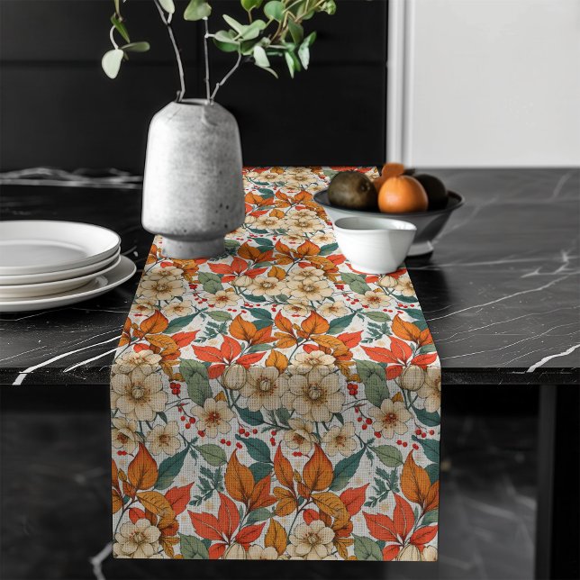 Festive Autumn Blooms Table Runner Seasonal Accent (Festive Autumn Blooms Table Runner Seasonal Accent)