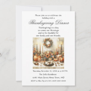 Festive Autumn Family Friends Thanksgiving Dinner Invitation