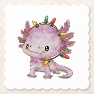 Festive Axolotl Paper Coaster
