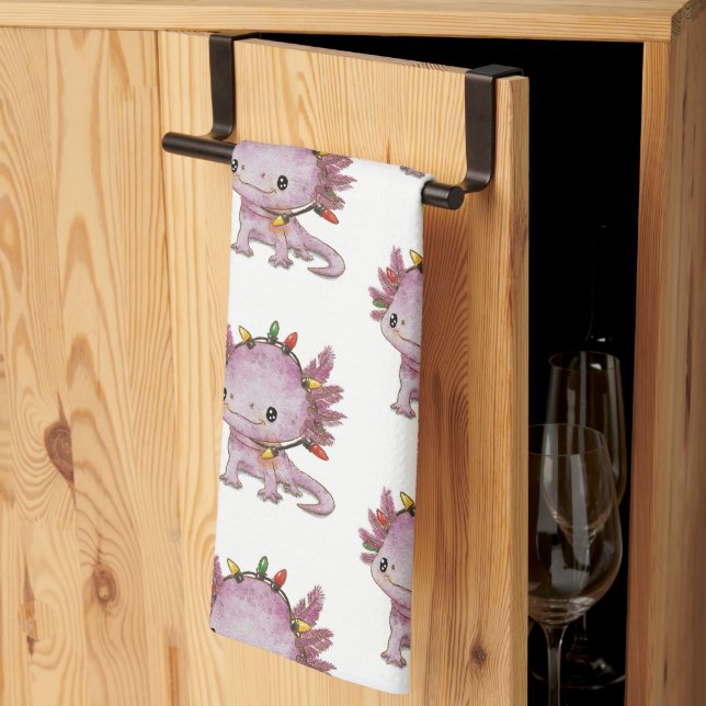 Festive Axolotl Tea Towel (Thirds Fold)