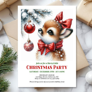 Festive baby deer Christmas kids invite editable