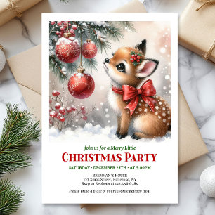 Festive baby deer Christmas kids invite printable 