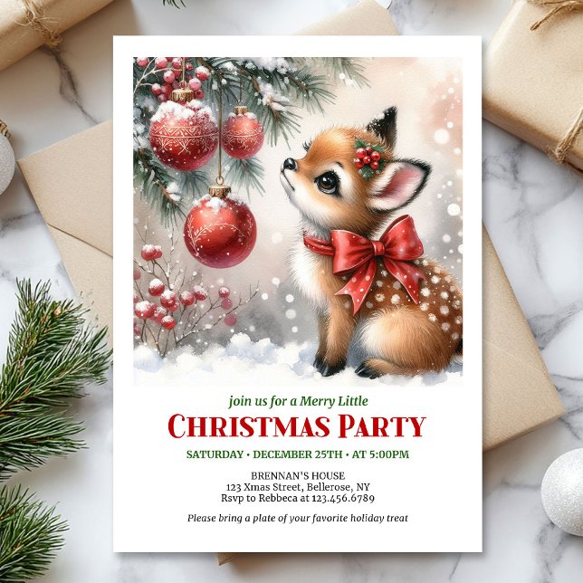 Festive baby deer Christmas kids invite printable  (Festive baby deer Christmas kids invite printable download)