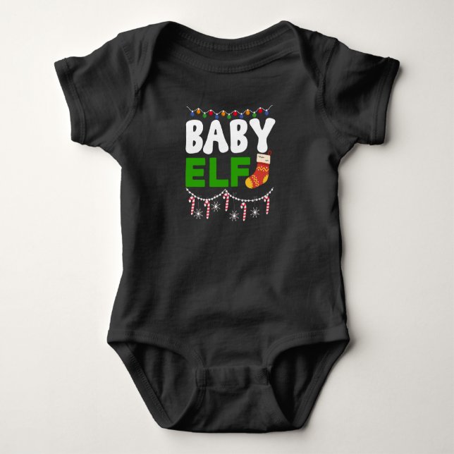 Festive Baby Elf Charm - Adorable Holiday Baby Bodysuit (Front)
