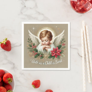 Festive Baby Jesus Nativity Bible Verse Decoupage Napkin