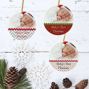 Festive Baby's First Christmas Photo Ornament