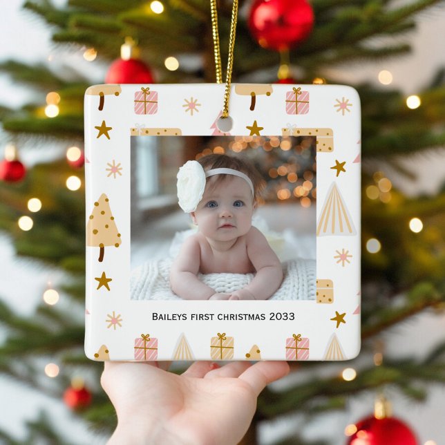 Festive babys first photo Christmas Tree Ornament (babys first christmas festive xmas tree ornament , ideal for gifting and a special keepsake
)