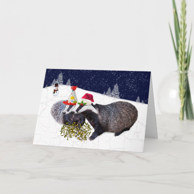 Festive Badgers Card (Enter your own message) (Front)
