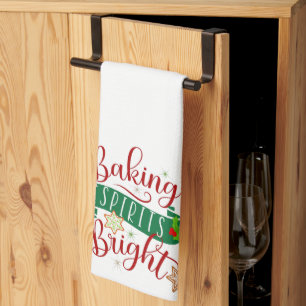 Festive Baking Spirits Bright Christmas Tea Towel