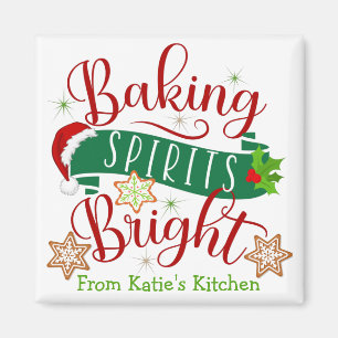 Festive Baking Spirits Bright Custom Christmas Magnet