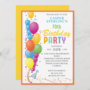 Festive Balloon Birthday Party Invite