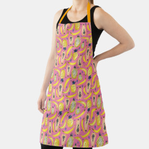 Festive Banana Papaya Pineapple Fruit Pattern Apron