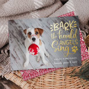 Festive Barks   Dog Pet Photo Foil Holiday Card
