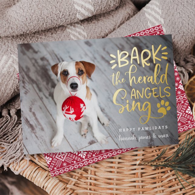 Festive Barks | Dog Pet Photo Foil Holiday Card (Creator Uploaded)