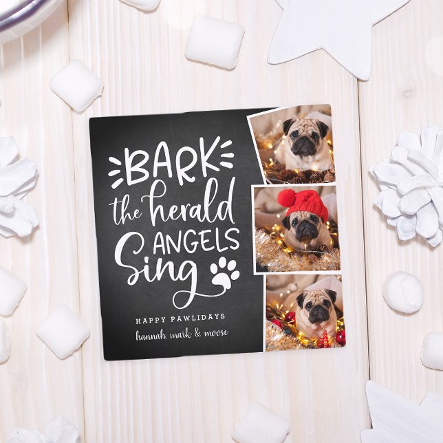 Festive Barks | Square Holiday Pet Photo Card (Creator Uploaded)