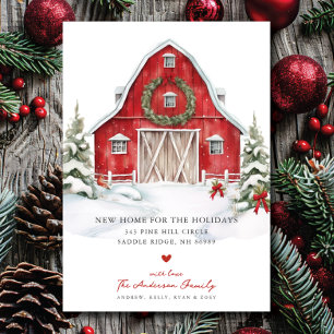 Festive Barnyard Christmas Moving Announcement 