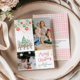 Festive Bauble Snowflakes Merry Christmas 2 Photo Holiday Card