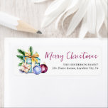 Festive Bauble Watercolor Christmas Return Address Label<br><div class="desc">A festive Merry Christmas return address label. Design features a watercolor image of gifts,  fir sprigs and baubles,  the season greeting Merry Christmas and a customisable address.</div>