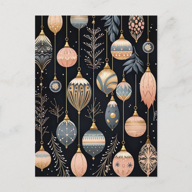 Festive Baubles Christmas Greeting Card (Front)