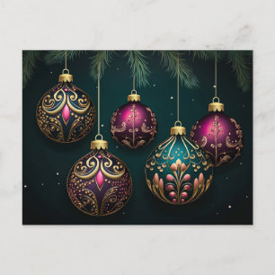 Festive Baubles Christmas Greeting Card