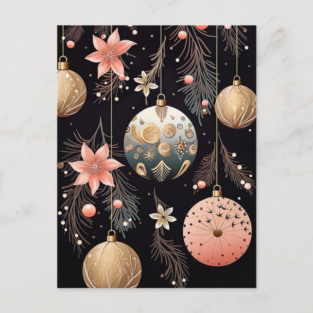 Festive Baubles Christmas Greeting Card (Front)