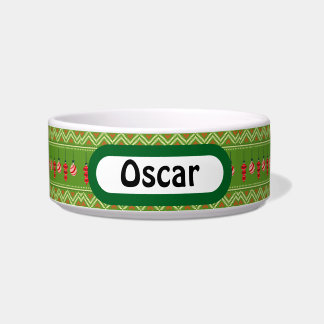 Festive Baubles Christmas Personalized Cat Bowl