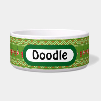 Festive Baubles Christmas Personalized Dog Bowl