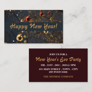 Festive baubles, New Year's Eve Party Invitation